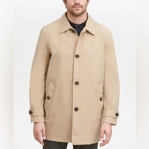 Cole Haan Men's Khaki Button Front Water Resistant Rain Coat Size Medium